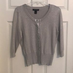 Metallic silver & gray cardigan sweater.